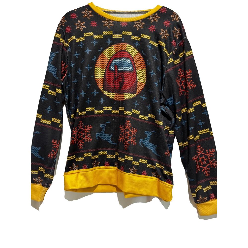 Shhhhhh Among Us Ugly Christmas Sweater Sz L Anime Mens‎ Crewmate Novelty Gamer